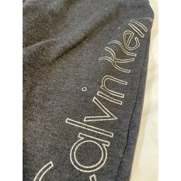 Womens Small Calvin Klein Gray Fleece Jogger Knee Length Sweats Logo - Picture 3 of 11